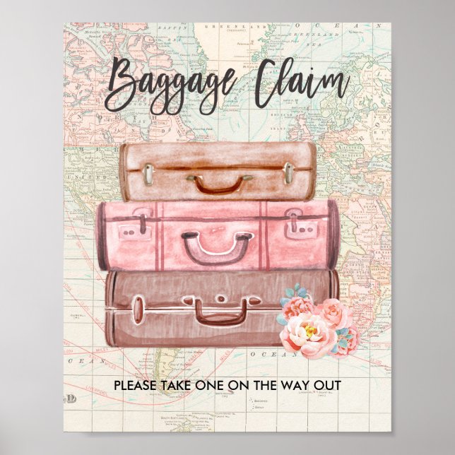 Baggage Claim Sign Travel shower Miss to Mrs Favor (Front)