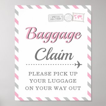 Baggage Claim Travel Airplane Party Favor Table Poster | Zazzle