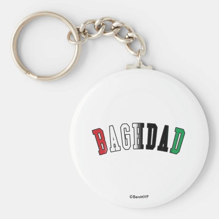Baghdad in Iraq National Flag Colors Keychain