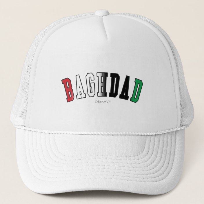 Baghdad in Iraq National Flag Colors Mesh Hat