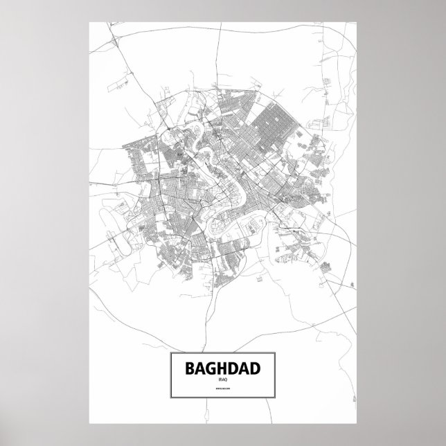 Baghdad, Iraq (black on white) Poster (Front)
