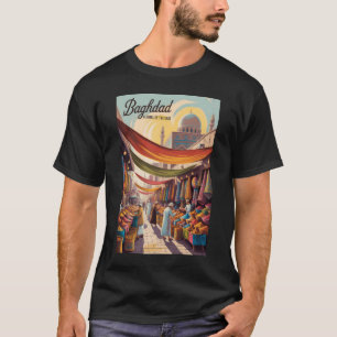 Baghdad Iraq Illustration Travel Art Vintage T-Shirt