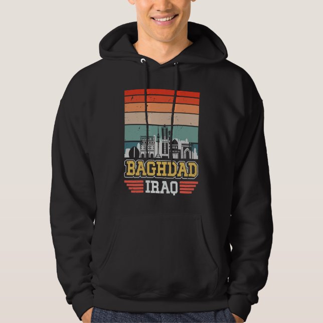 Baghdad Iraq Retro Vintage Sunset Skyline Baghdad Hoodie (Front)