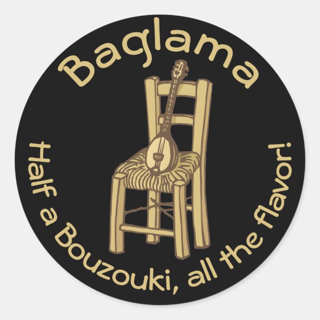 Baglama on Chair Classic Round Sticker (Front)