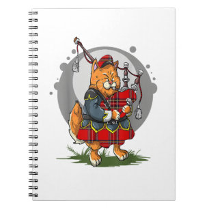 Bagpipe Cat Playing Bagpipes Scottish Music Kitten Notebook