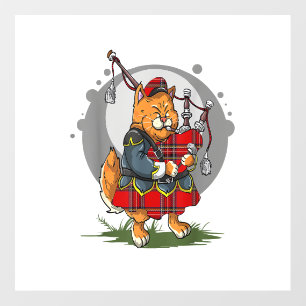 Bagpipe Cat Playing Bagpipes Scottish Music Kitten Wall Decal