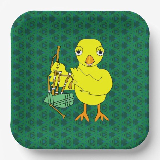 Bagpipe Chick Paper Plates (Front)