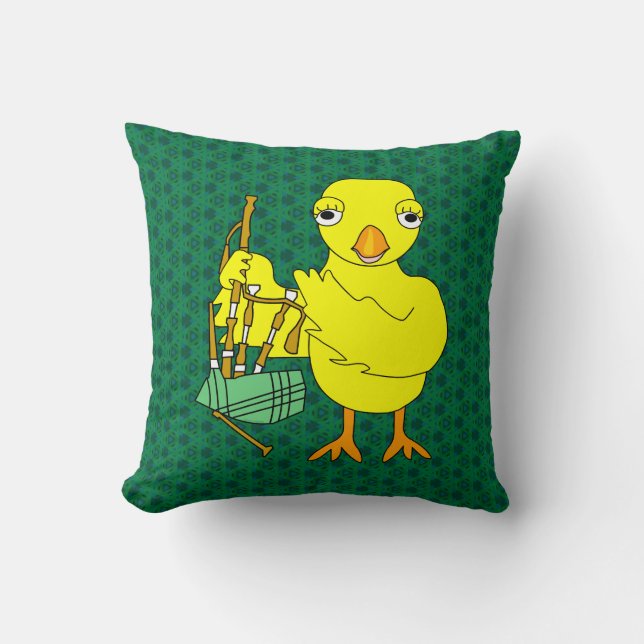 Bagpipe Chick Throw Pillow (Front)
