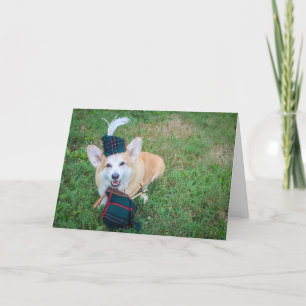 Bagpipe Corgi birthday greeting card
