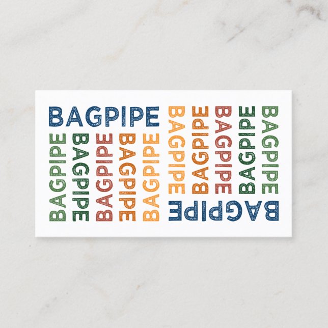 Bagpipe Cute Colorful Business Card (Front)
