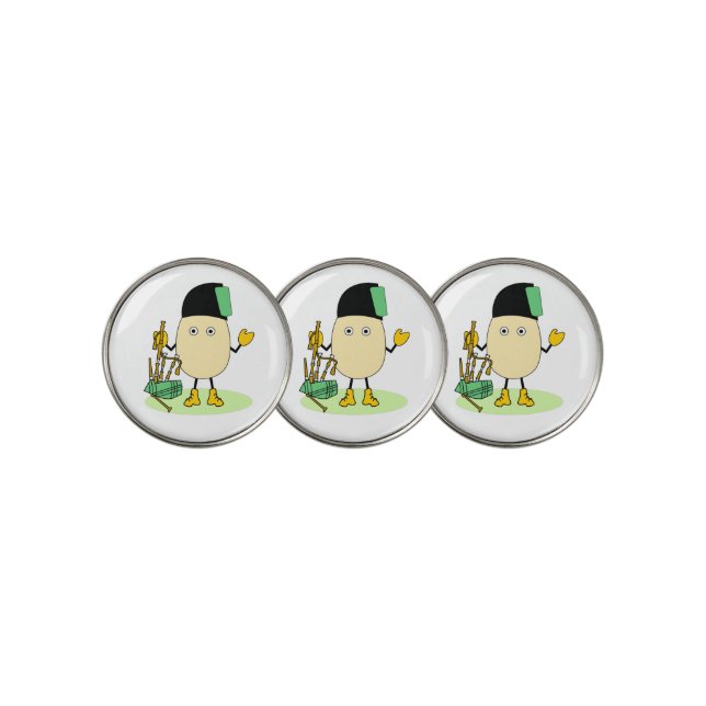 Bagpipe Egghead Golf Ball Marker (3 Up)