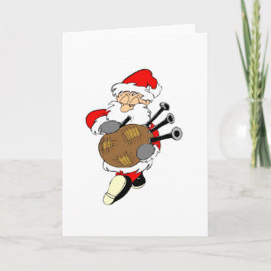 Bagpipe Irish Santa Claus Holiday Card