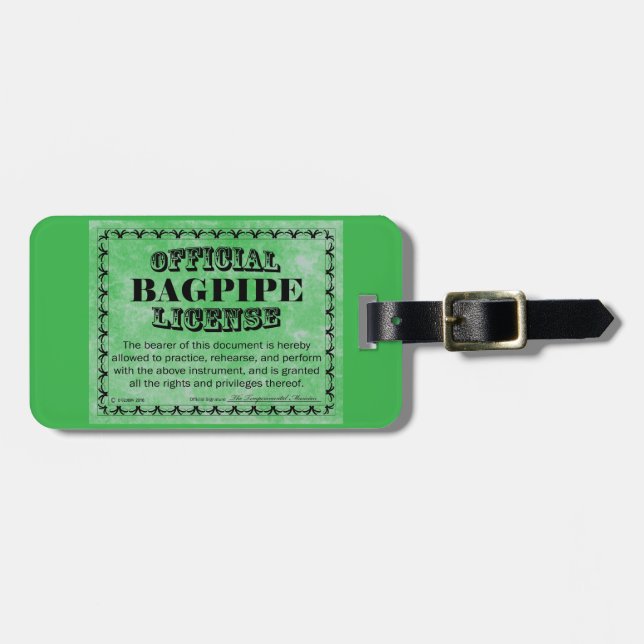 Bagpipe License Luggage Tag (Front Horizontal)