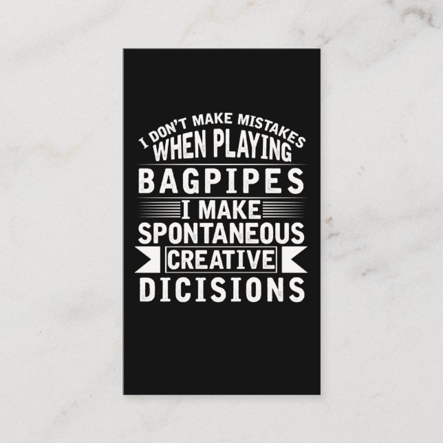 Bagpipe Mistakes Musical Instrument Loud Bagpiper Business Card (Front)