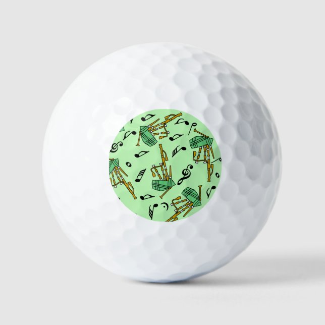 Bagpipe Music Notes Pattern Golf Balls (Front)