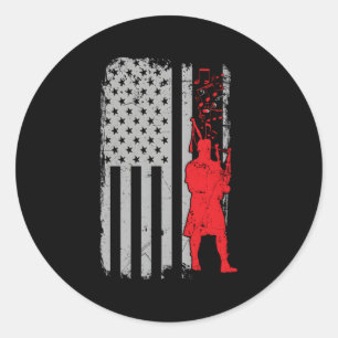 Bagpipe Music Usa Flag Classic Round Sticker