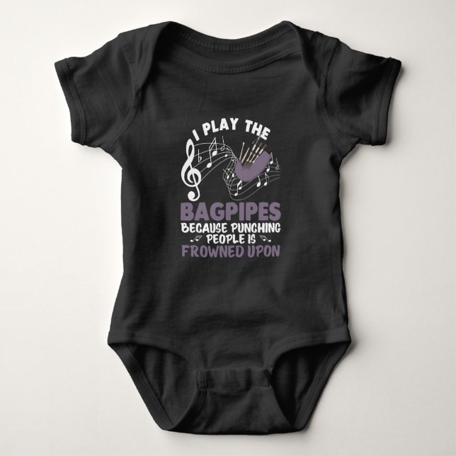 Bagpipe Musical Wind Instrument Scottish Bagpiping Baby Bodysuit (Front)