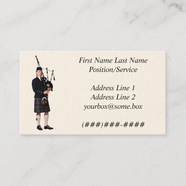 Bagpipe Musician Business Card (Front)