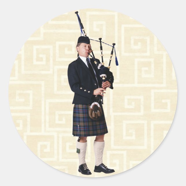 Bagpipe Musician Classic Round Sticker (Front)