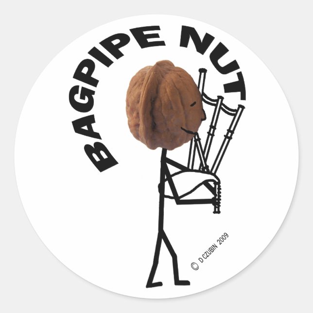 Bagpipe Nut Classic Round Sticker (Front)