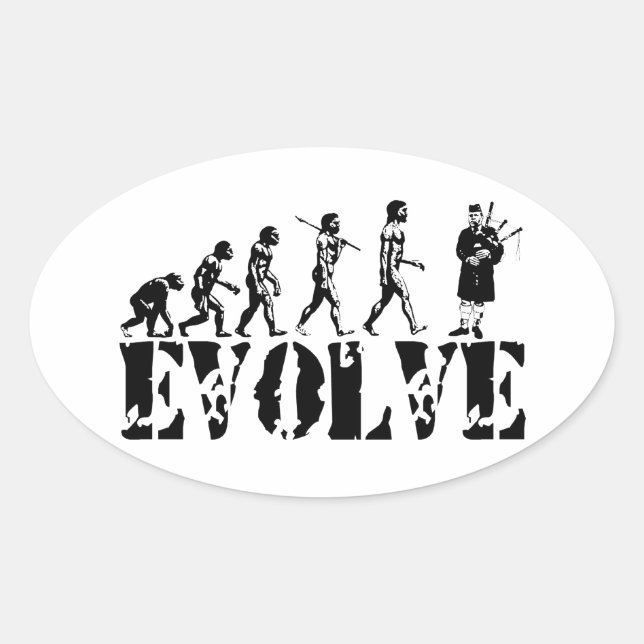 Bagpipe Pipers Bagpiper Musical Evolution Art Oval Sticker (Front)