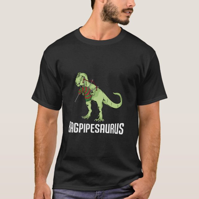 Bagpipe Player Gift Kids Dinosaur Lover Bagpipes T-Shirt (Front)