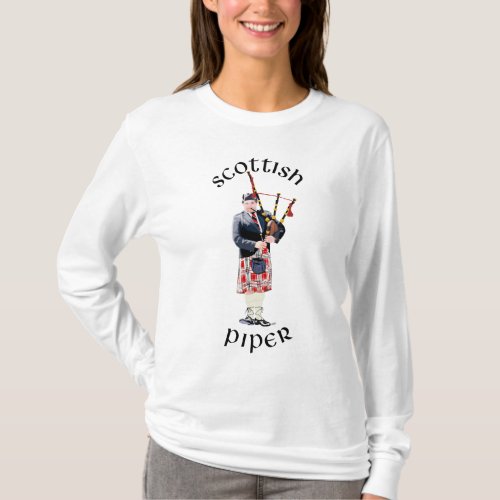 Bagpipe Player in Red Kilt T_Shirt