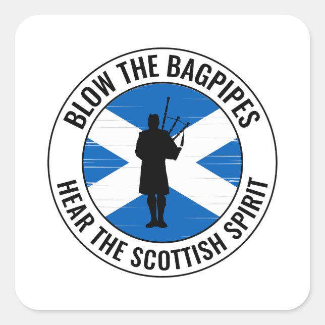 Bagpipe Player Musical Bagpiper Scottish Funny Square Sticker (Front)