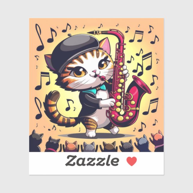 Bagpipe playing Cat Sticker (Sheet)