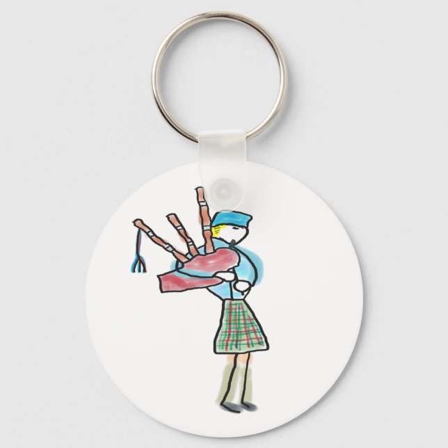 Bagpipe Playing Keychain (Front)