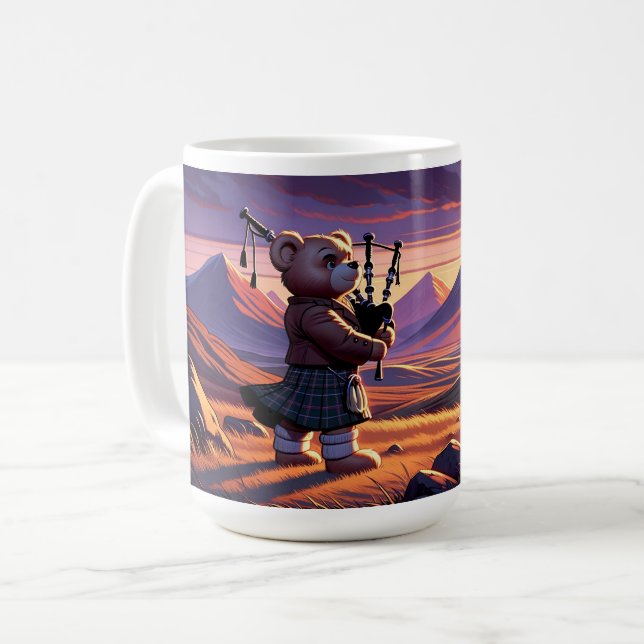 Bagpipe playing Teddy Coffee Mug (Front Left)
