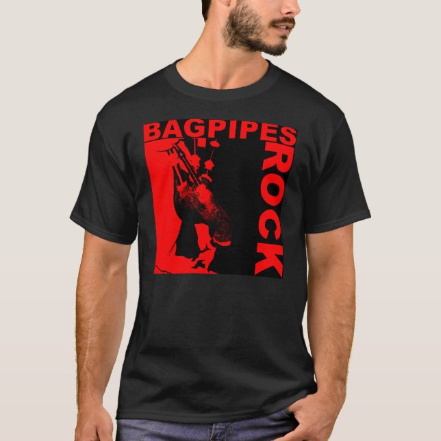Bagpipe rocks tee shirt (Front)