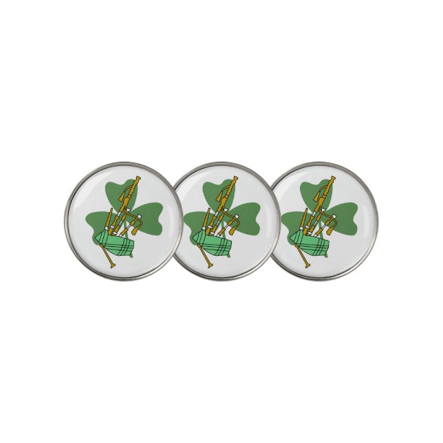 Bagpipe Shamrock Golf Ball Marker (3 Up)