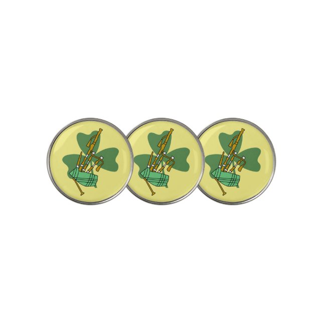 Bagpipe Shamrock Golf Ball Marker (3 Up)