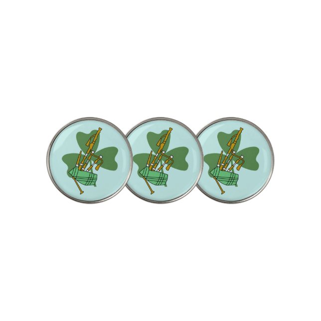Bagpipe Shamrock Golf Ball Marker (3 Up)