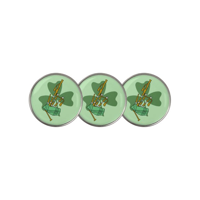 Bagpipe Shamrock Golf Ball Marker (3 Up)