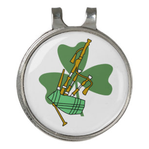 Bagpipe Shamrock Golf Hat Clip