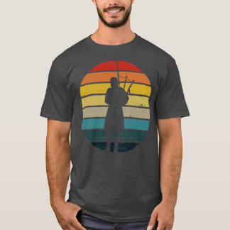 Bagpipe Silhouette On A Distressed Retro Sunset pr T-Shirt