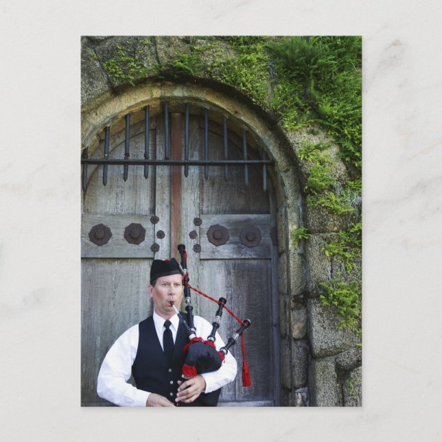 Bagpiper at Castle Postcard (Front)