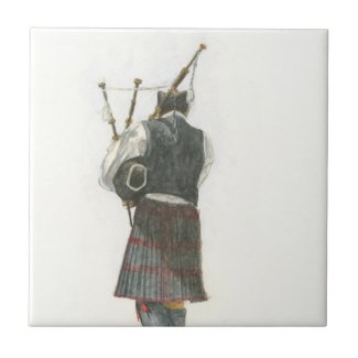 Bagpiper Watercolor Decorative Tile