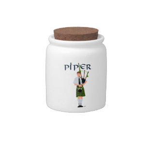 Bagpiper - Green Kilt Candy Jar