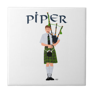 Bagpiper - Green Kilt Tile