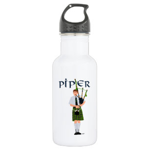 Bagpiper - Green Kilt Water Bottle