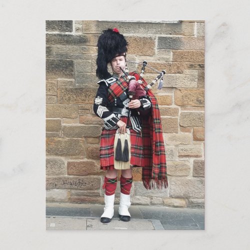 Bagpiper of Edinburgh Scotland Postcard