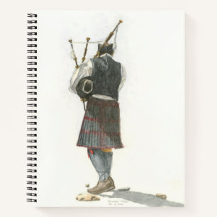 Bagpiper on Beach Spiral Notebook