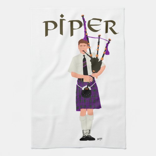 Bagpiper _ Purple Kilt Towel
