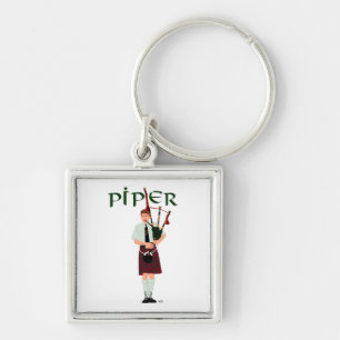 Bagpiper - Red Kilt Keychain