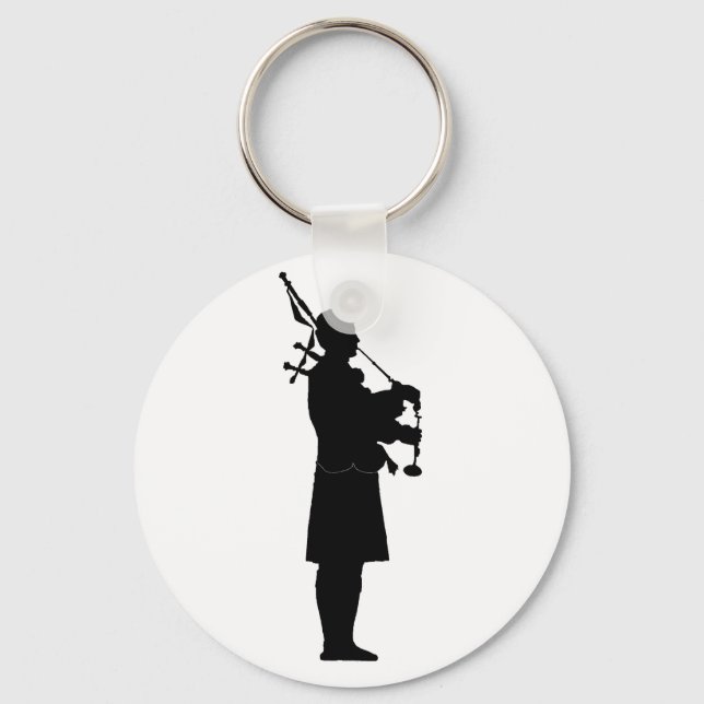 Bagpiper Silhouette Keychain (Front)