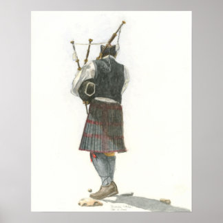 Bagpiper Watercolor Poster