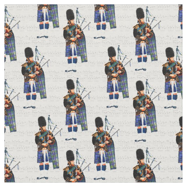 Bagpiper With Music  Fabric (Close Up)